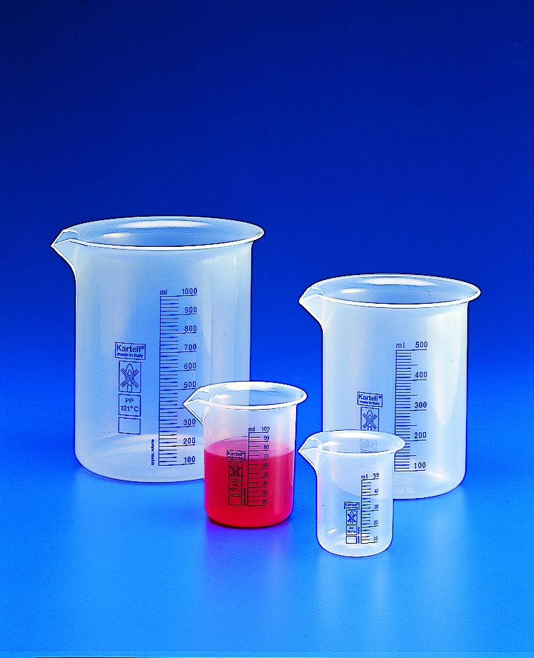 Bekers PP blauwe maatverdeling