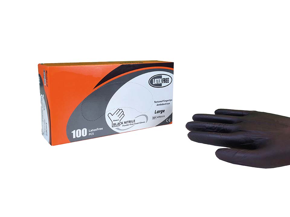 Handschoen nitril poedervrij zwart mt S