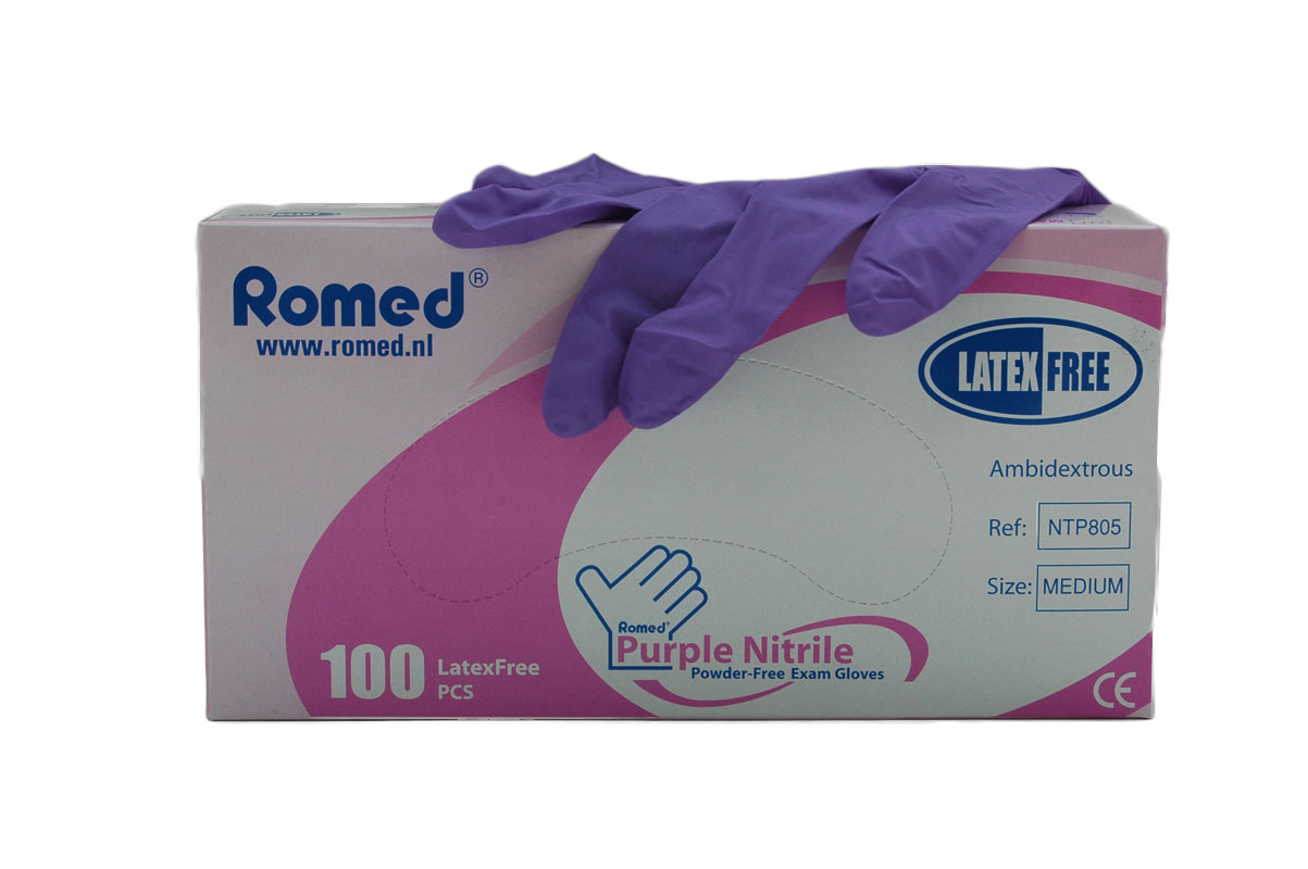 Handschoenen nitril poedervrij paars